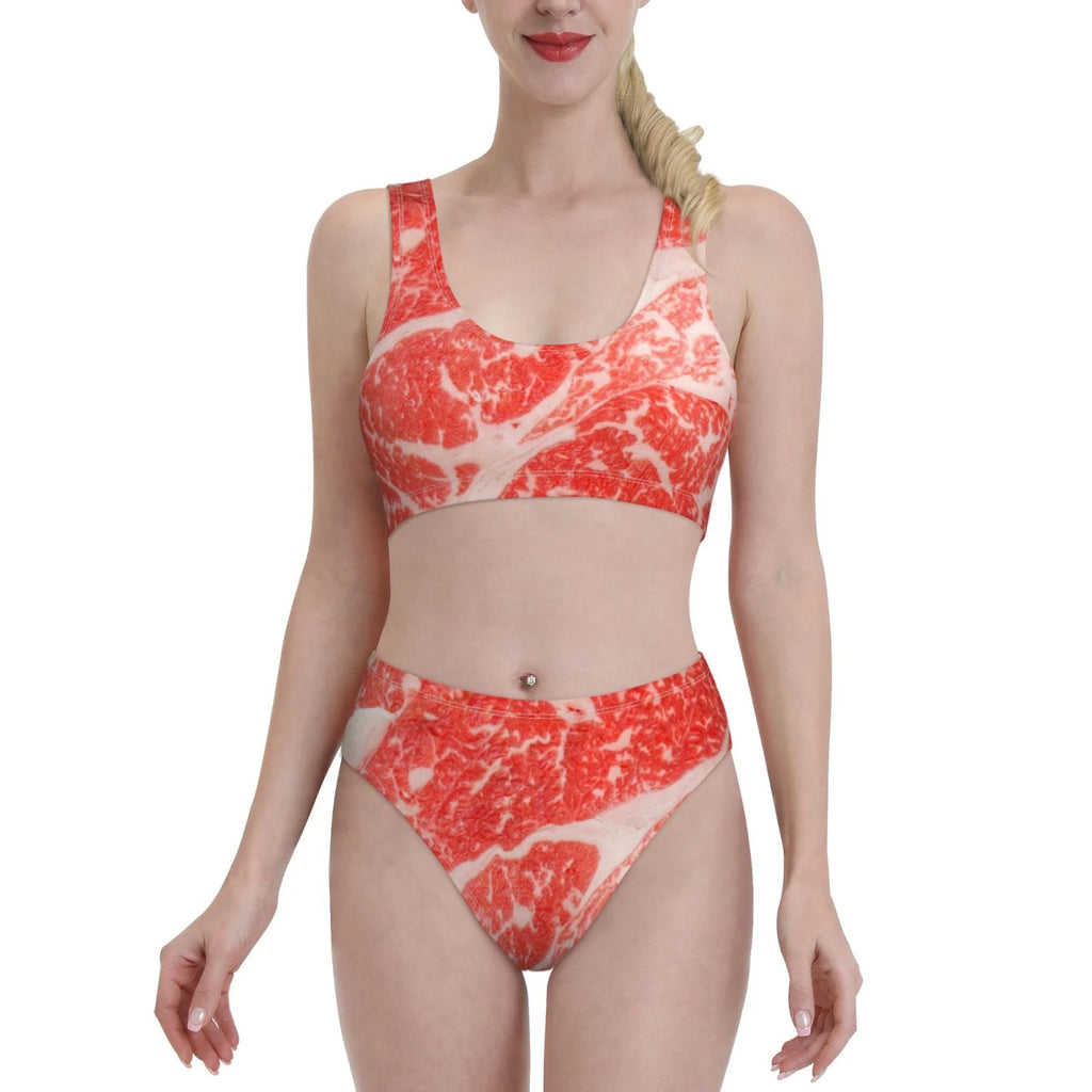 Women's High Waisted Bikini Sets Two Pieces Swimsuits with Removable Chest Pad O237