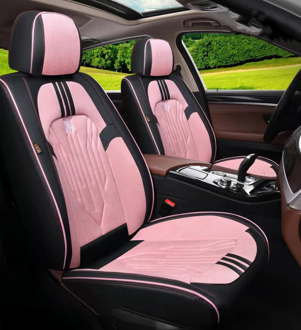 Black&Pink 5-Seater Full Set Universal Car Seat Covers E633231