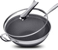 Stainless Steel Non Stick Honeycomb Frying Pan with Glass Lid F5602