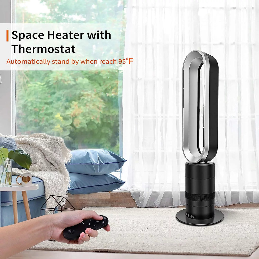 32-inch Bladeless Tower Fan Heater & Fan Combo with Remote Control O33417