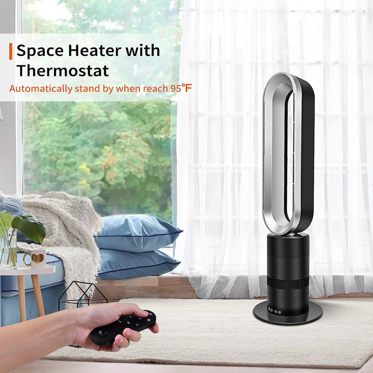 32-inch Bladeless Tower Fan Heater & Fan Combo with Remote Control O33417
