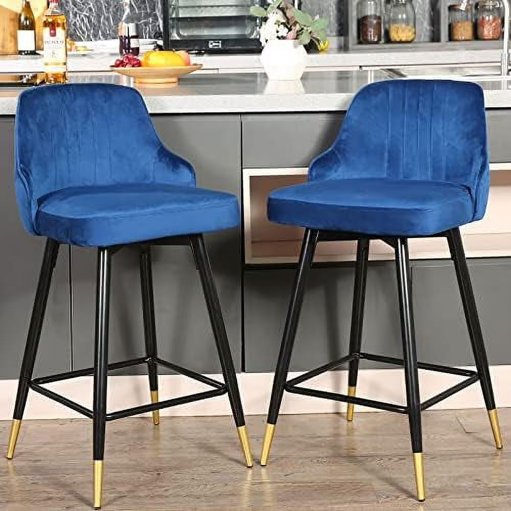 Gray Velvet Swivel Counter Height Stools with Back Z740