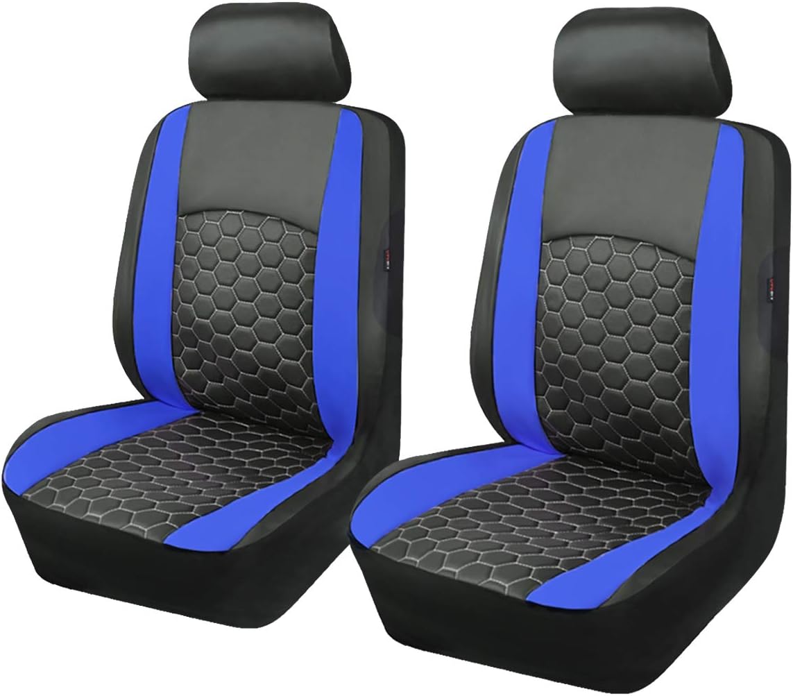 Red Black Faux Leather Car Seat Covers Full Set D74297