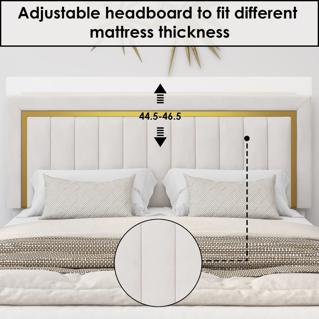 Queen Velvet Tufted Upholstered Platform Bed Frame V7784