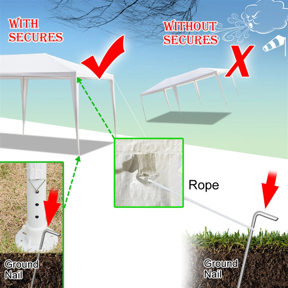 10'x20' Waterproof Outdoor Party Tent with 4 Removable Sidewall and 2 Door R66228
