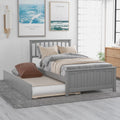 White Solid Wood Twin Platform Bed with Trundle P186