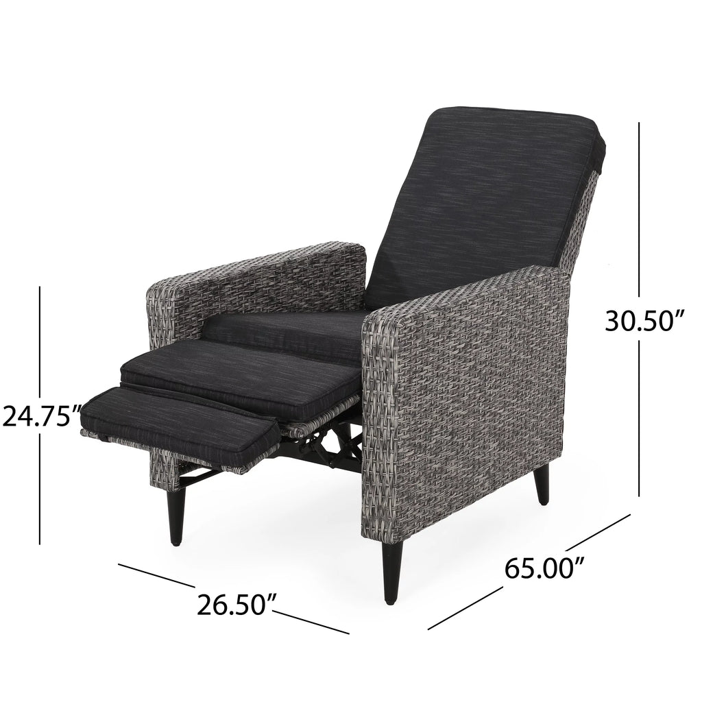 Set of 2 Wicker Outdoor Recliner with Cushion S82086