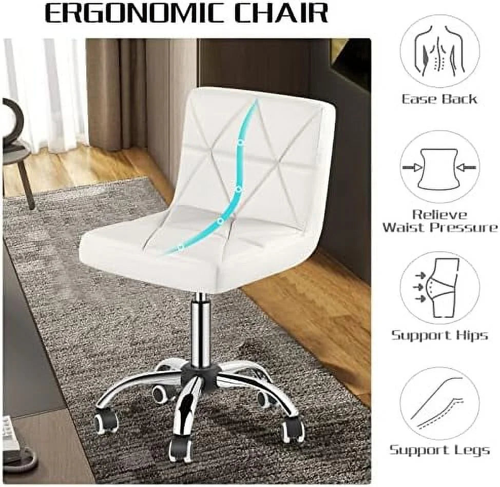 Armless Swivel Office Chair Set of 2 Brown Z1702