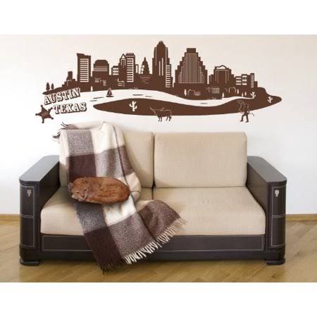 Pink 99in x 34in Cityscape Wall Decal S896
