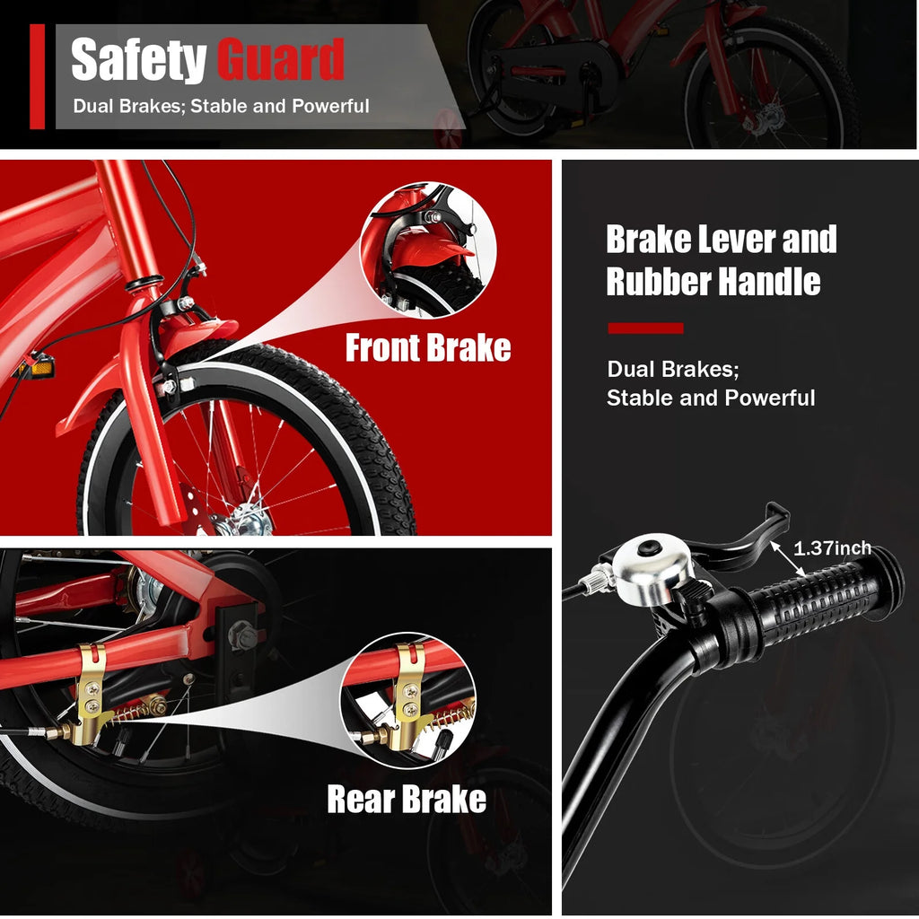 14 Inch Kids Bike with Training Wheels and Mudguards, Red N17769