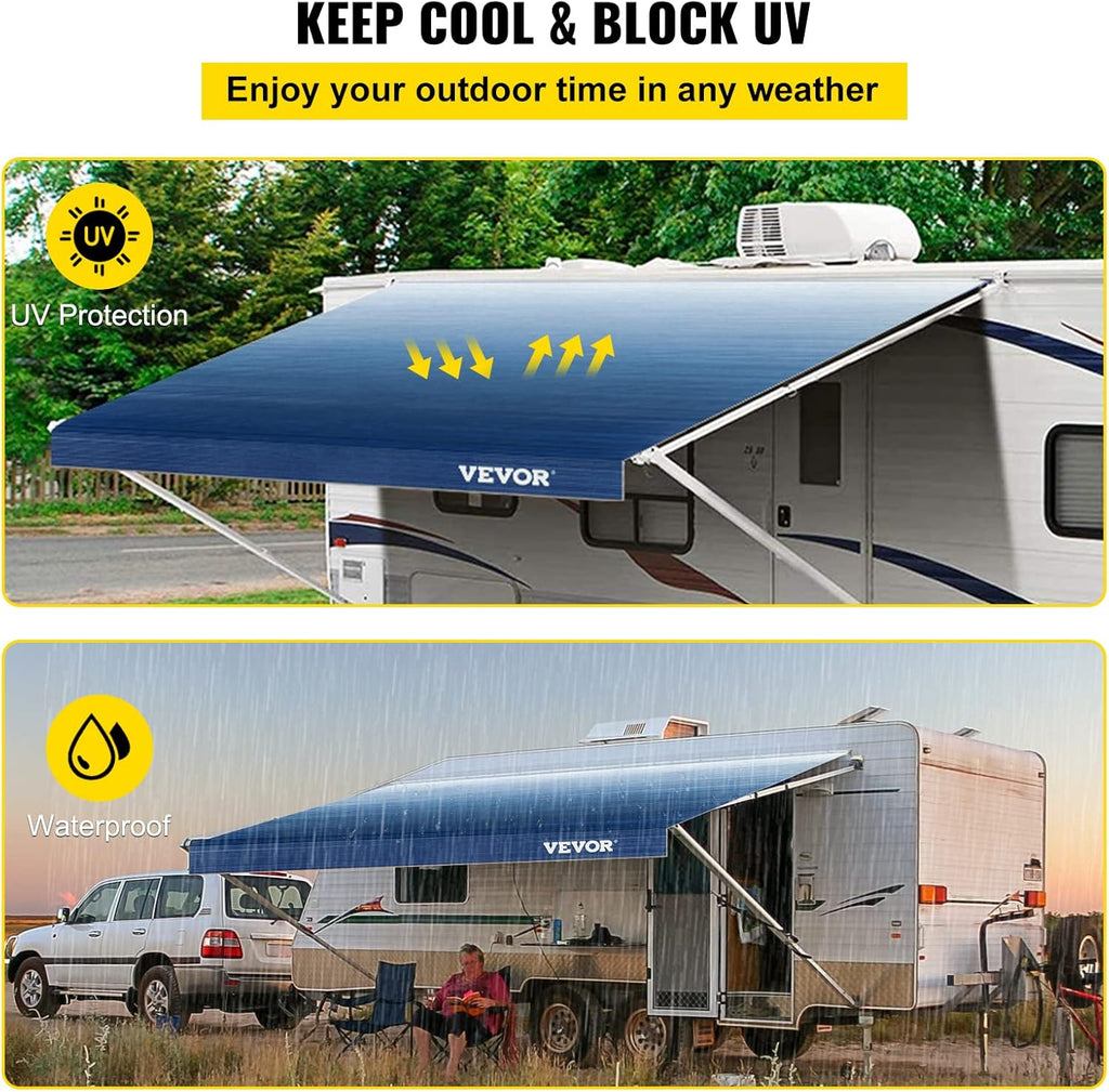 19 FT Slate Blue Vinyl RV Awning Replacement Fabric P692