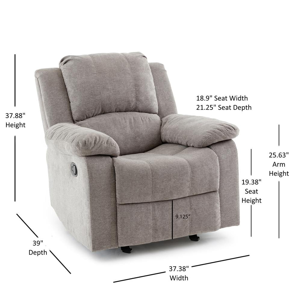 Ash Grey Microfiber Glider Rocker Recliner I694