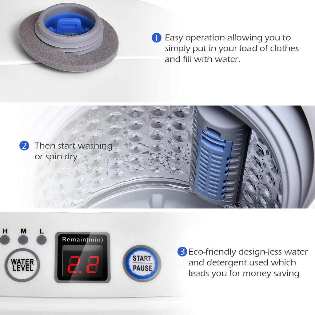 Portable 7.7 lbs Automatic Laundry Washing Machine with Drain Pump H59445