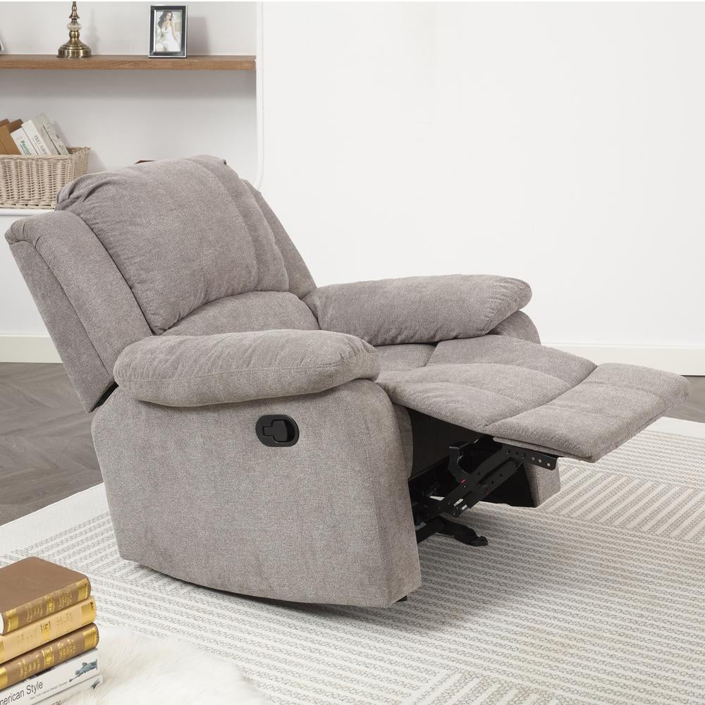 Ash Grey Microfiber Glider Rocker Recliner I694