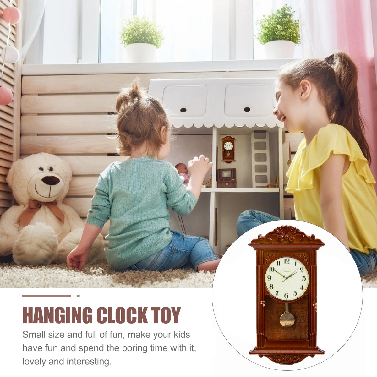Mini Hanging Metal Doll House Clock Toy X841