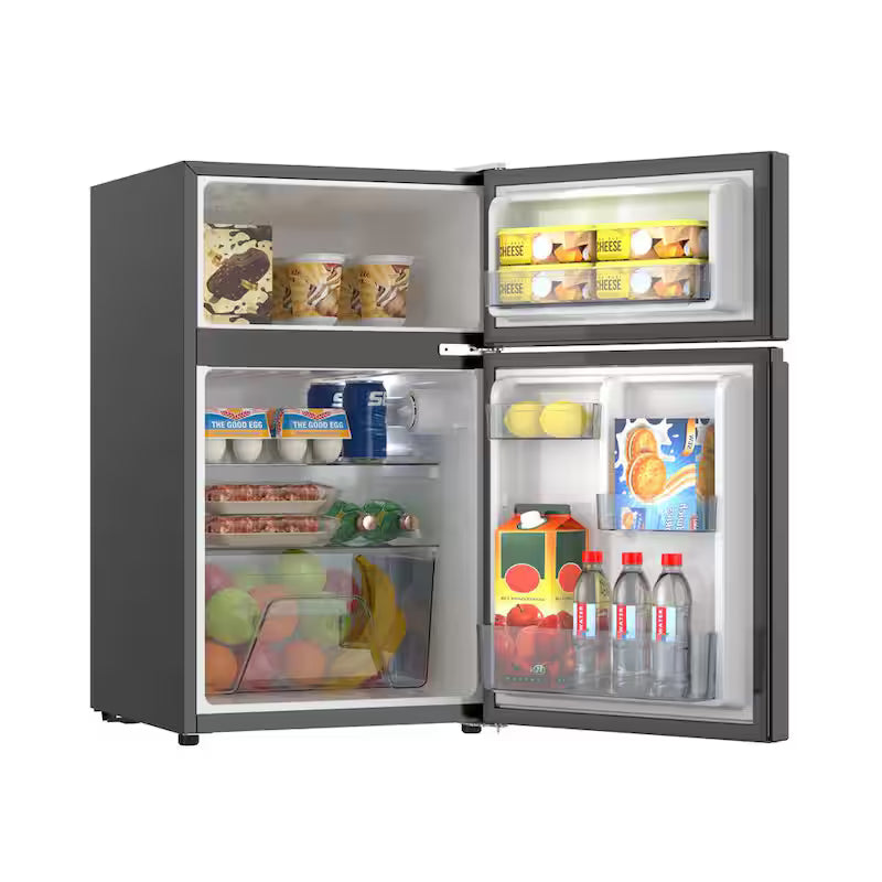 Black 2-Door Mini Refrigerator with Freezer A1827