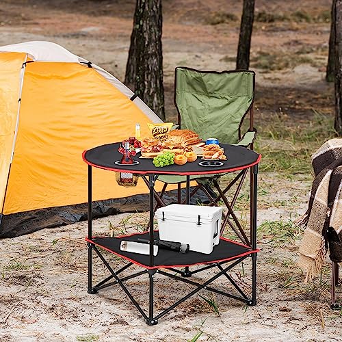 Portable Folding Picnic Table with 4 Cup Holders and Carrying Bag F94323