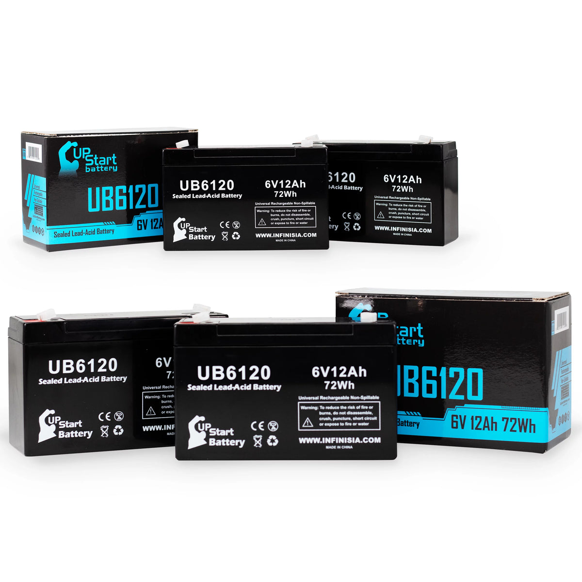 6V 12Ah Sealed Lead Acid Battery with F1 to F2 Terminal Adapters V328