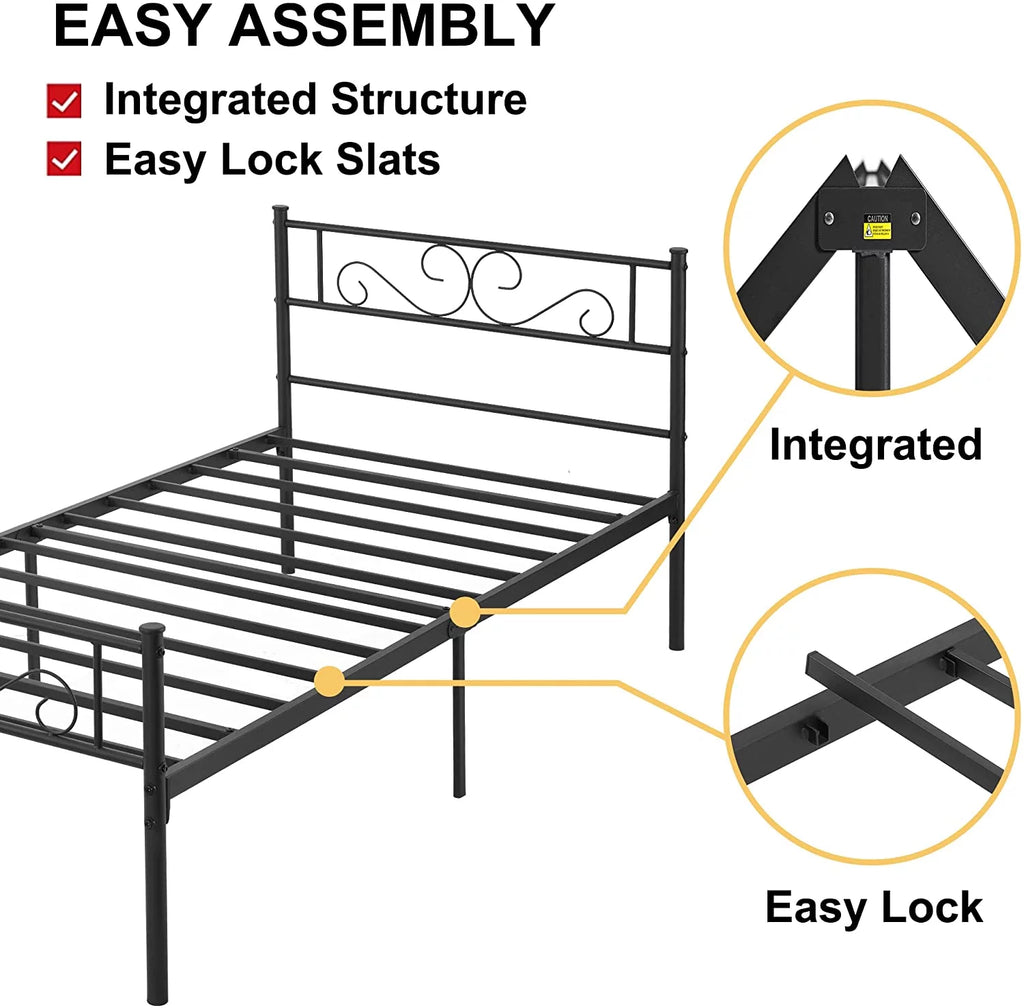 Twin Metal Platform Bed Frame with Headboard D393578