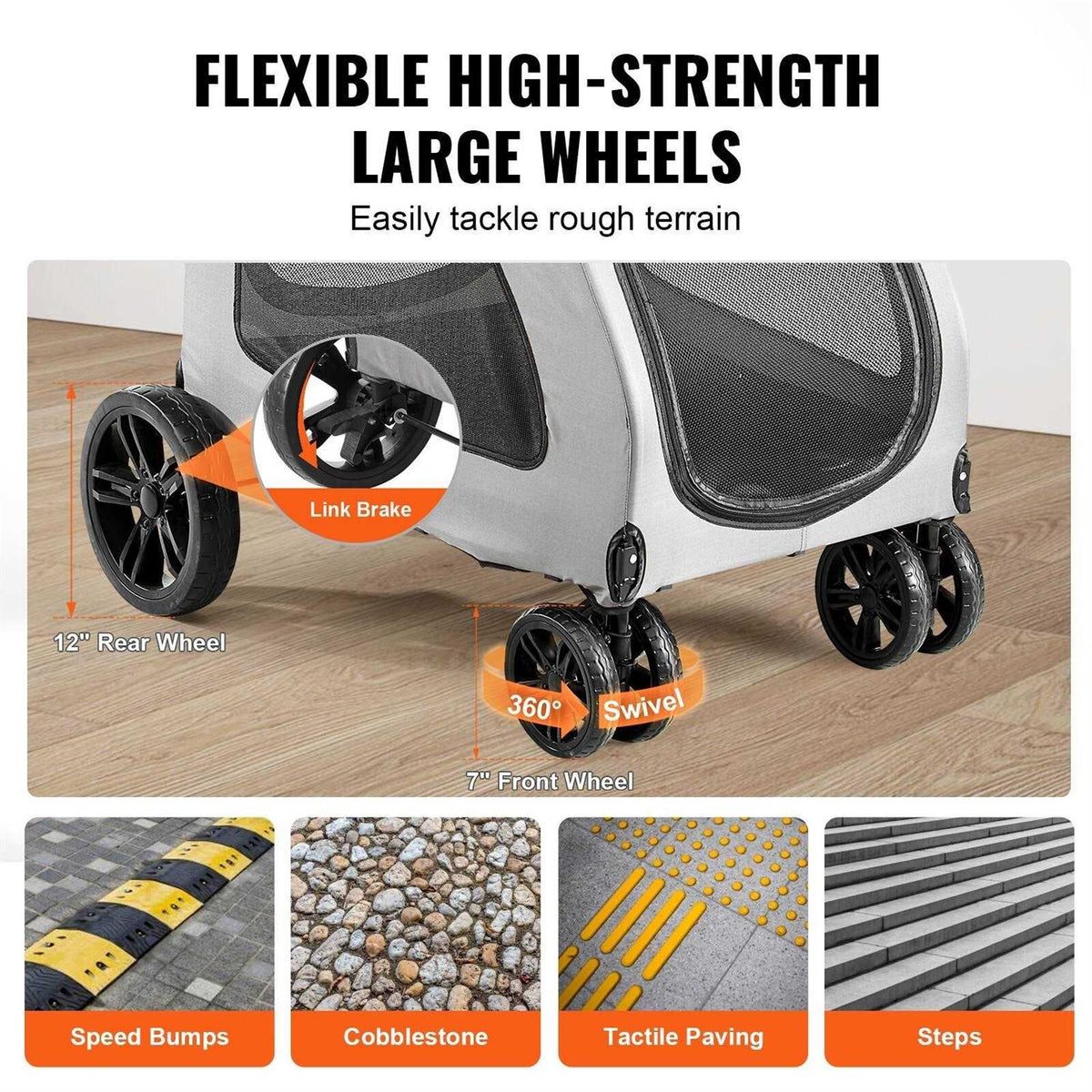 4 Wheels Pet Stroller with Brakes Y895367