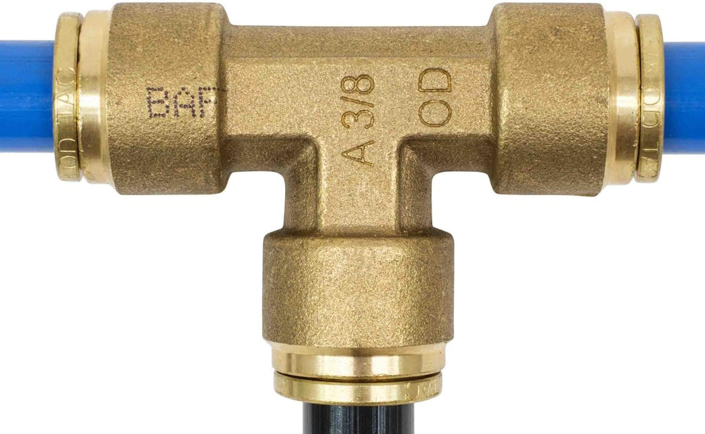 Brass Push to Connect Union Tee Air Brake Tube Fitting, 1/2" Tube OD, 5 Pack Z888