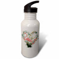 Pink Flamingos Heart Wreath 21 oz Sports Water Bottle U8612