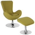 Green Fabric Side Reception Chair with Ottoman Q368175