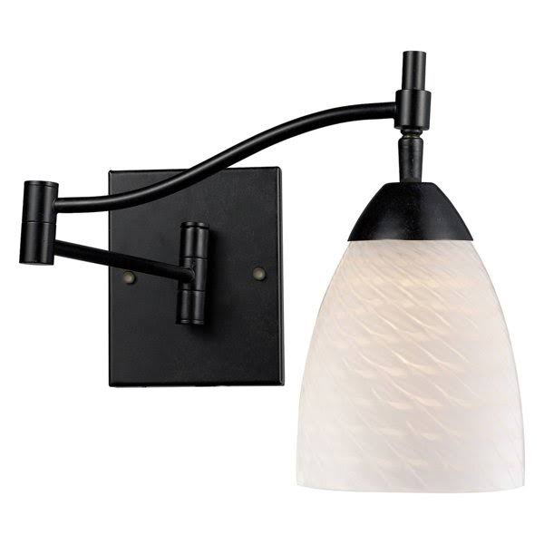 1 Light LED Swingarm Sconce in Dark Rust and White Swirl Glass V8796
