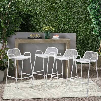 Matte White Iron Patio Bar Stool I488