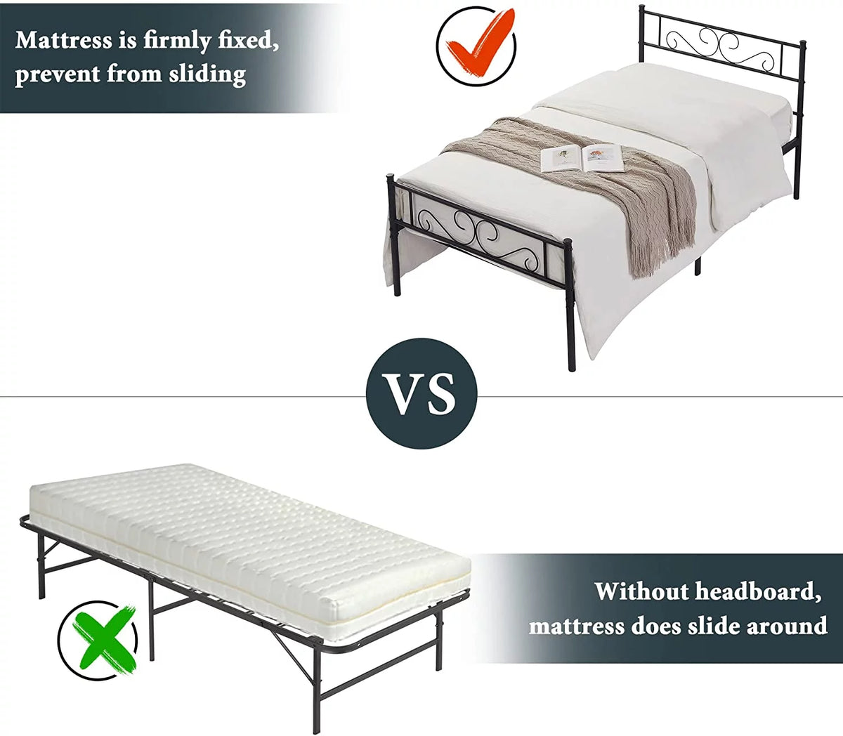 Twin Metal Platform Bed Frame with Headboard D393578