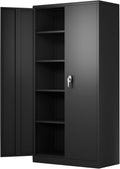 Metal Storage Cabinet with 2 Doors and 4 Adjustable Shelves Lockable Steel Storage Cabinet B6592