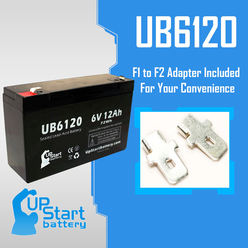 6V 12Ah Sealed Lead Acid Battery with F1 to F2 Terminal Adapters V328