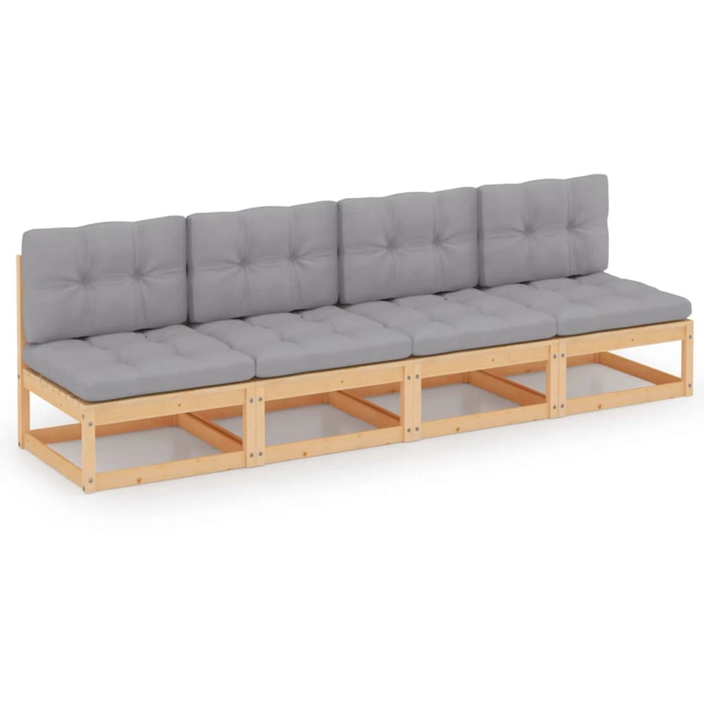 4-Seater Patio Sofa with Cushions Solid Wood Pine P340424