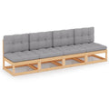 4-Seater Patio Sofa with Cushions Solid Wood Pine P340424