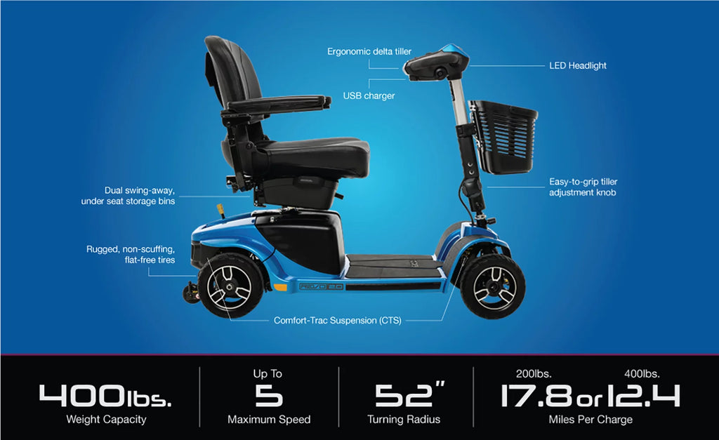 Blue 4-Wheel Scooter M716
