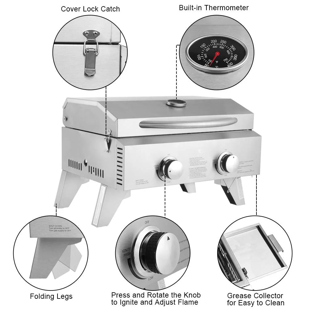Stainless Steel Propane Grill with Foldable Leg Q652