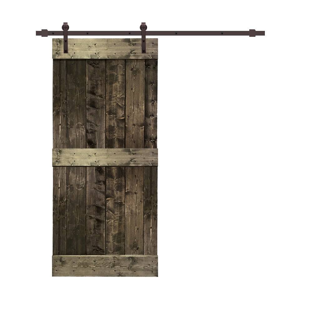 Charcoal Black Stained Wood Interior Sliding Barn Door with Hardware Kit N768042