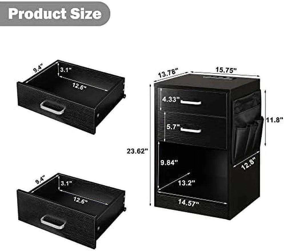 White Nightstand with Charging Station and USB Ports L79146