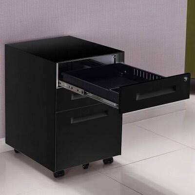 Black 3-Drawer Mobile Vertical Filing Cabinet G9957