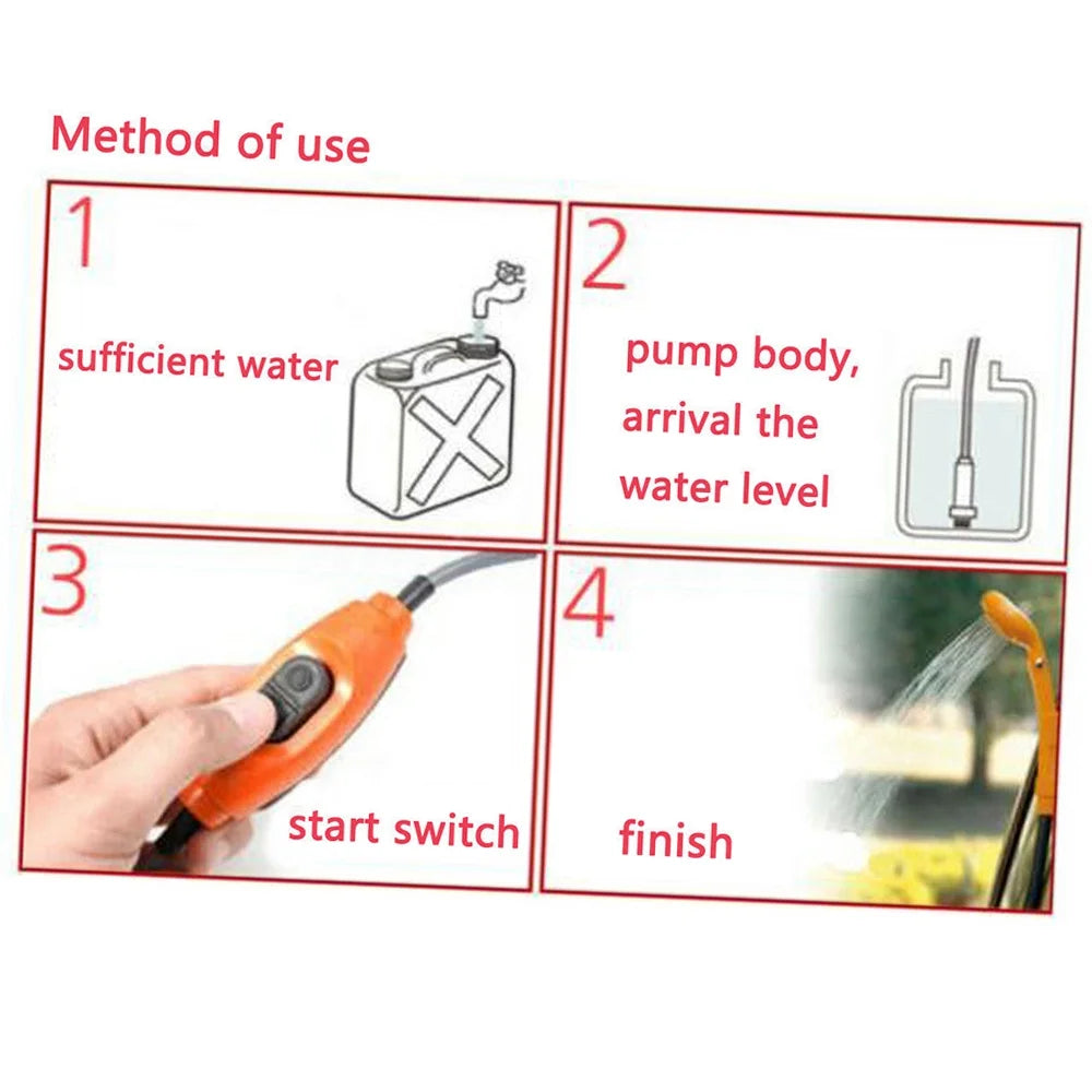 Portable Shower Kit with Pump, 6 Meter Cable, Max 2.5L Per Minute W264050
