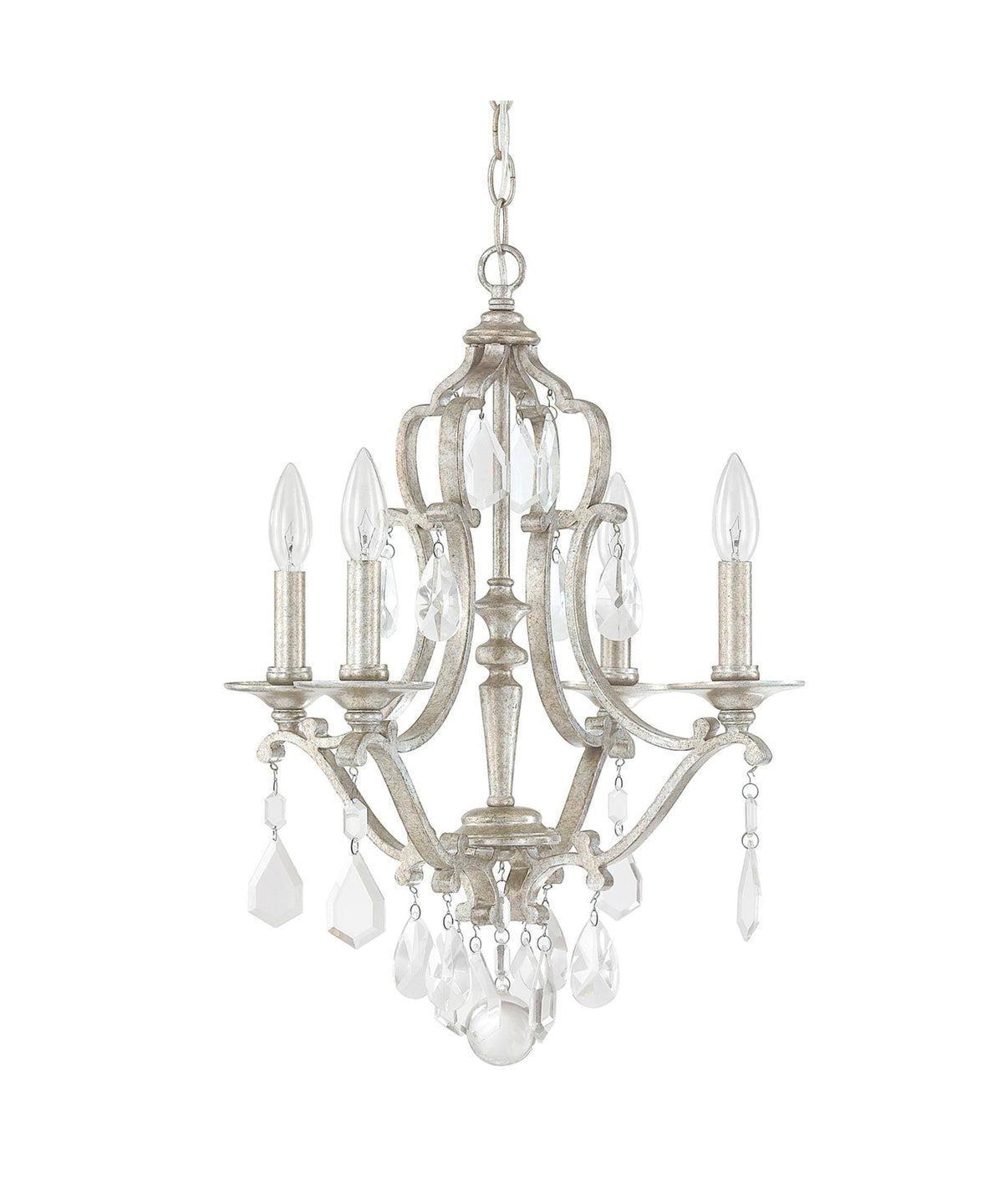 Antique Silver 4 Light Mini Chandelier C5843