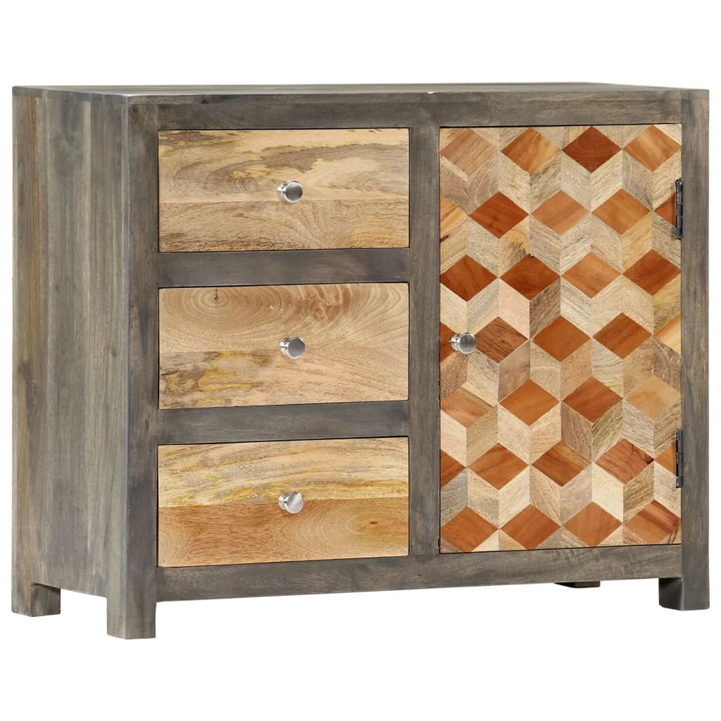 Mango Wood Side Cabinet with Door and 3 Storage Drawers D2508