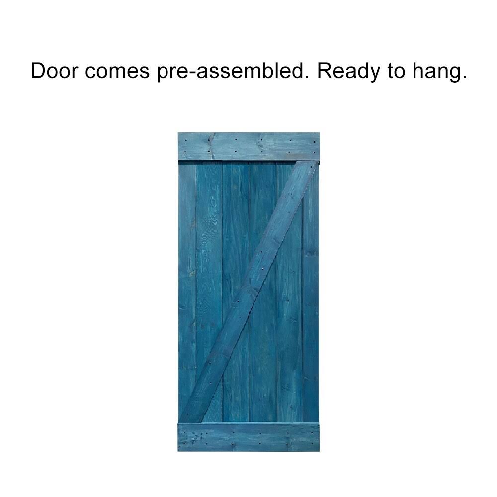 Weather Oak Stained Wood Interior Sliding Barn Door with Hardware Kit J38939