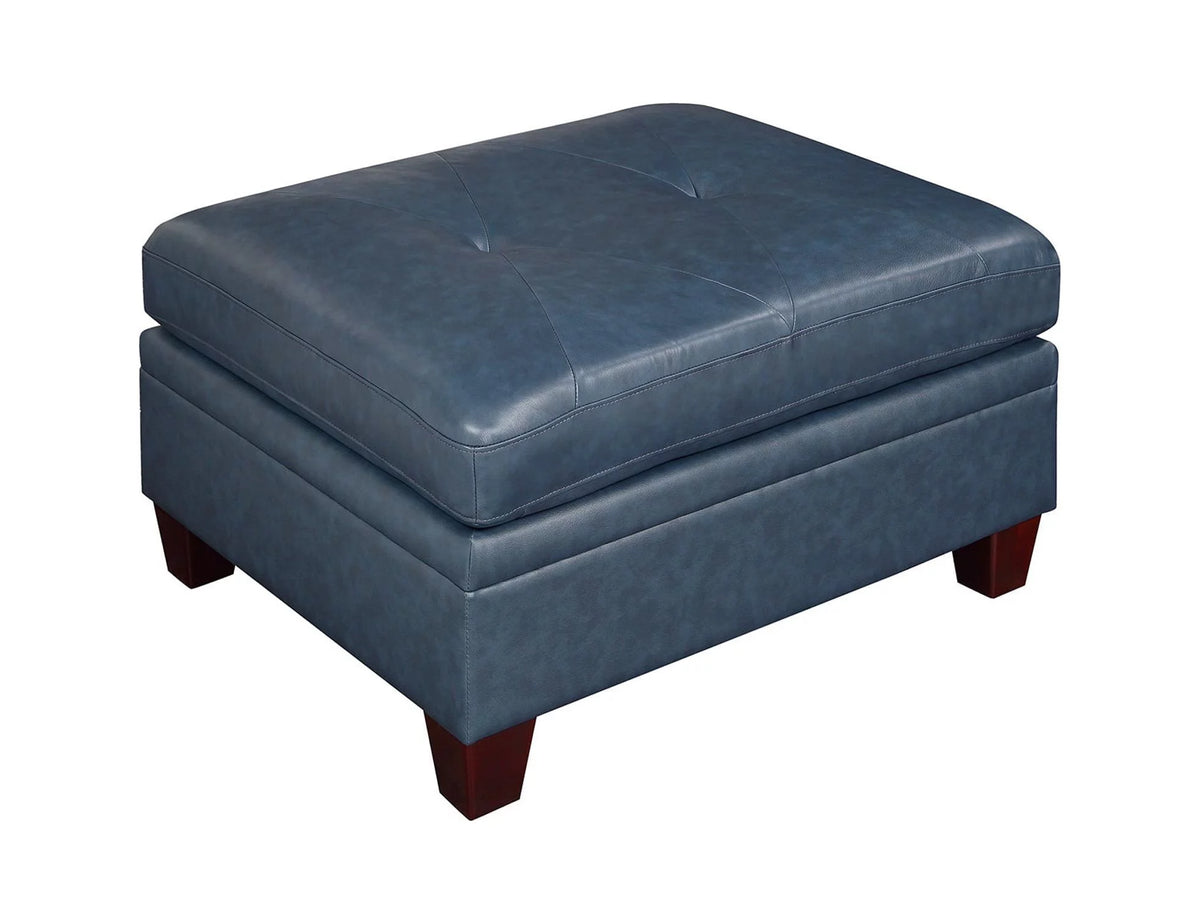 Ink Blue Top Grain Leather 7pc L-Sectional Sofa P66872