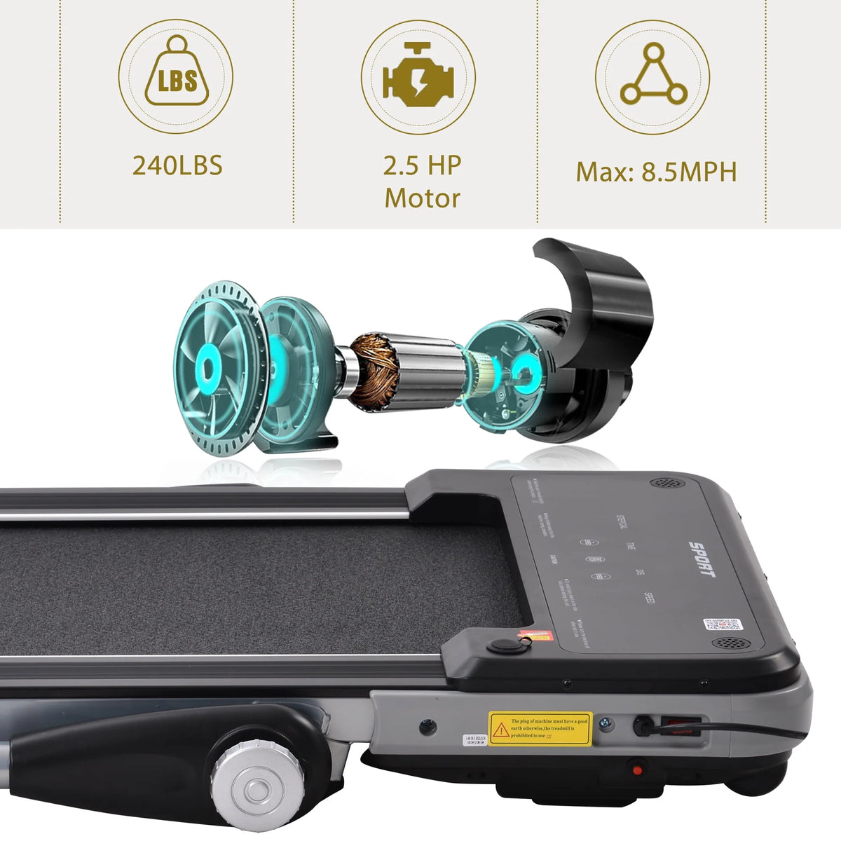 2.5HP Foldable Electric Treadmill U394044