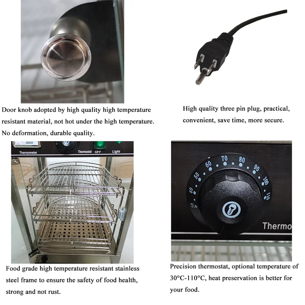 3 Layers Electric Food Warmer Display Case 850W T179