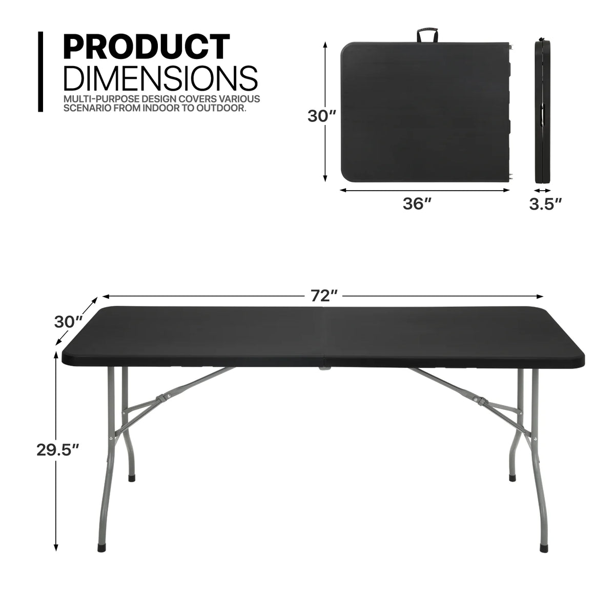 7 Pieces 6 FT Folding Table and Chair Set Black O751