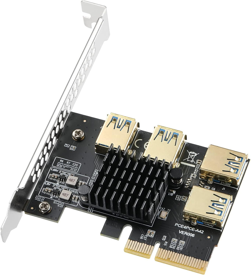 2 Pack PCIE Riser 1X to 16X Graphics Extension Adapter Card with USB 3.0 Cable B340715