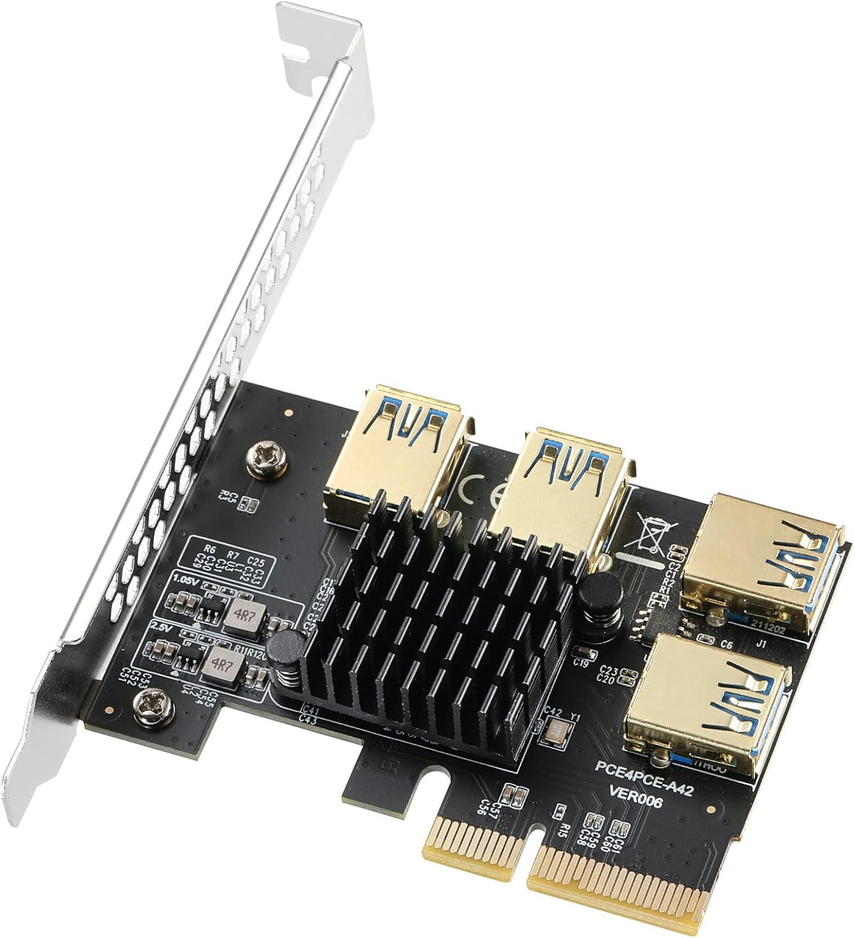 2 Pack PCIE Riser 1X to 16X Graphics Extension Adapter Card with USB 3.0 Cable B340715