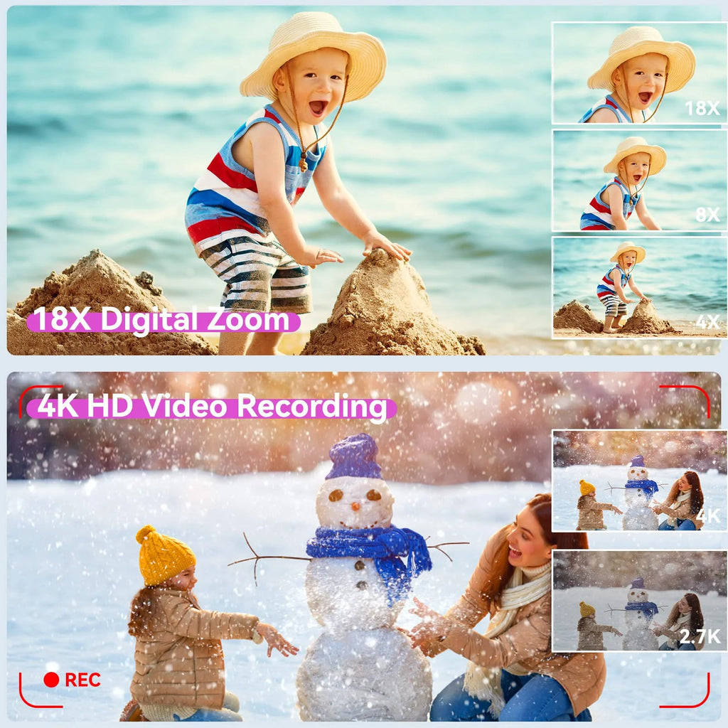 48MP 4K Digital Camera with Dual Cameras and 32GB Micro Card J44744
